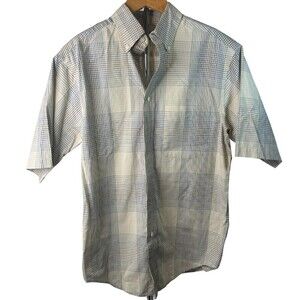 Roundtree & Yorke EasyCare Cotton Mens Button Up Short Sleeve Size Small